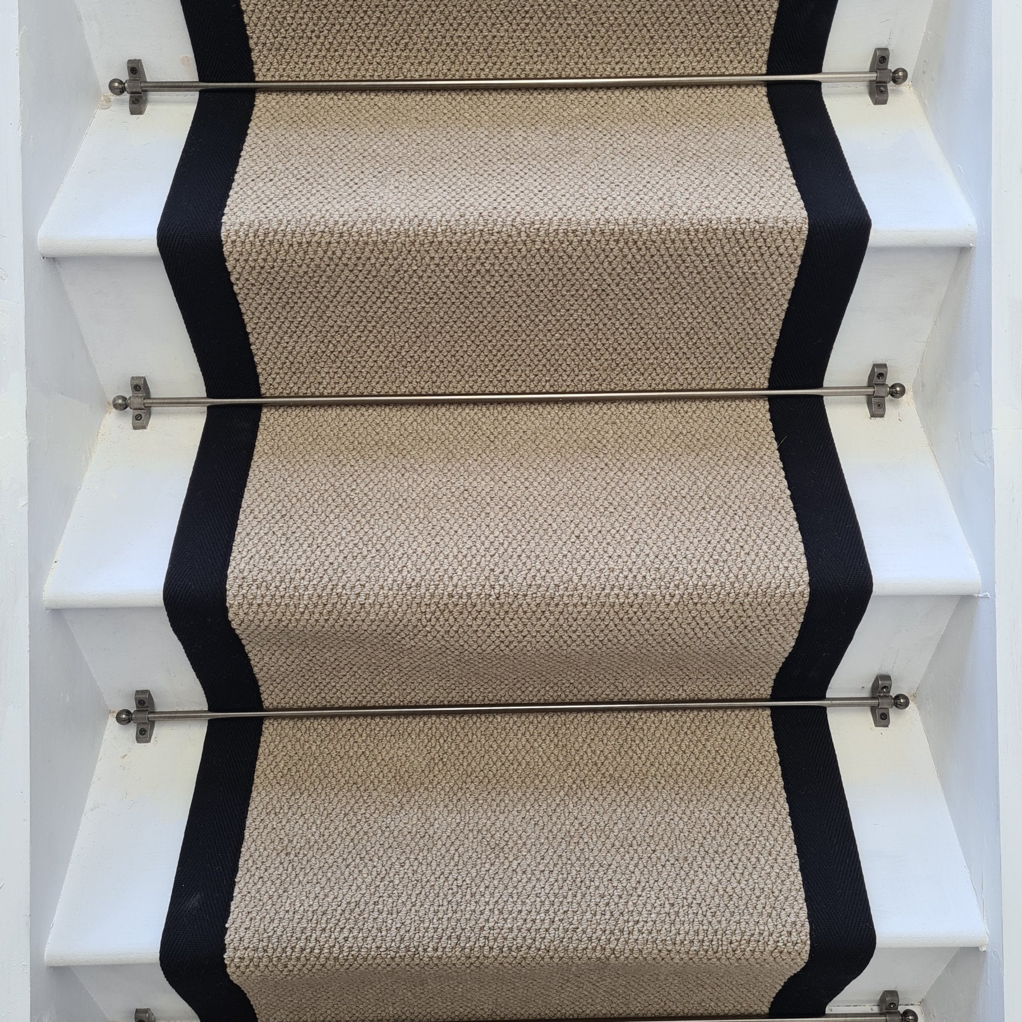 Angel High Quality Stair Runner With 100% COTTON Black Border Dark Beige - Rainbow Home