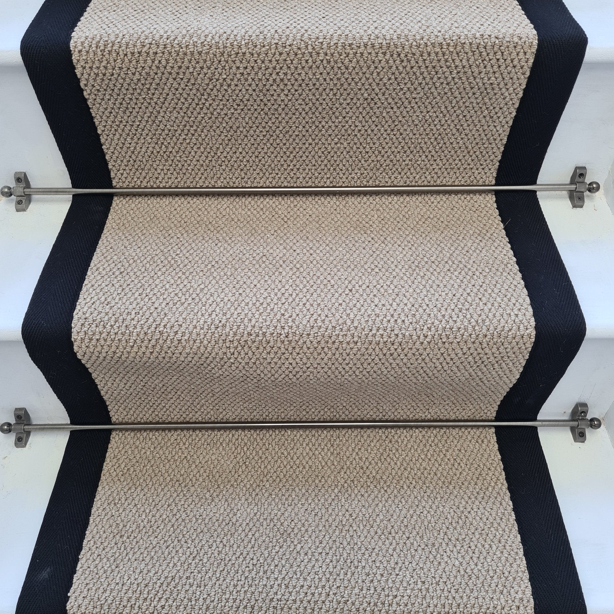 Angel High Quality Stair Runner With 100% COTTON Black Border Dark Beige - Rainbow Home