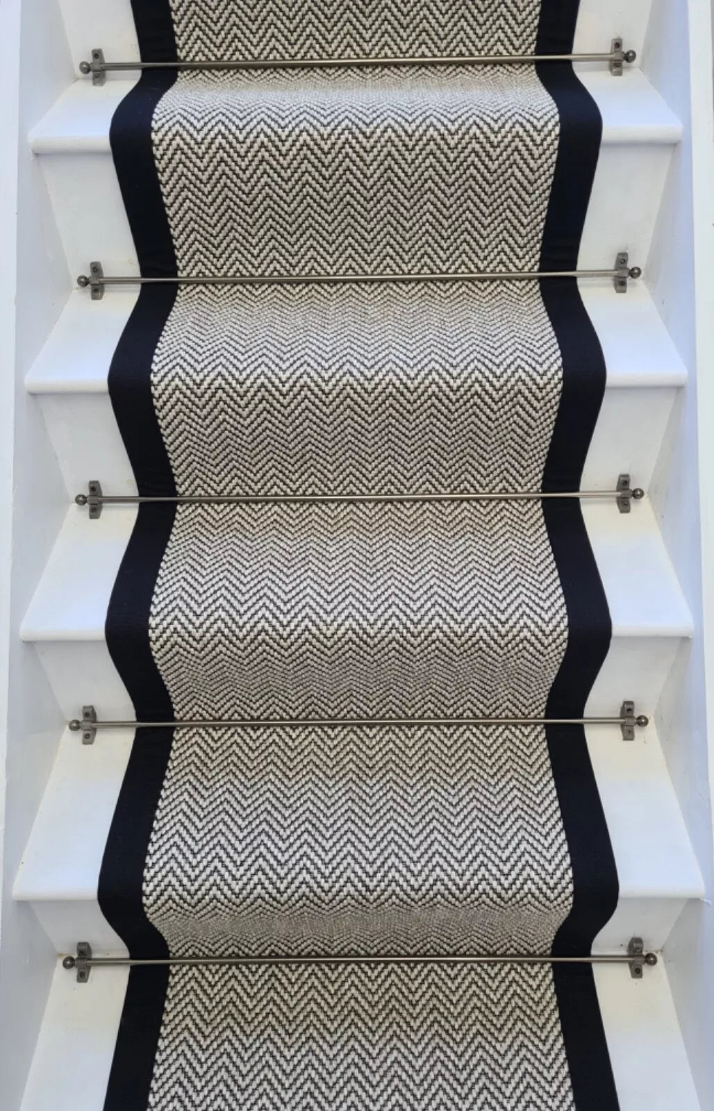 Java Quality Herringbone Stair Runner With 100 % Cotton Black Border - Rainbow Home