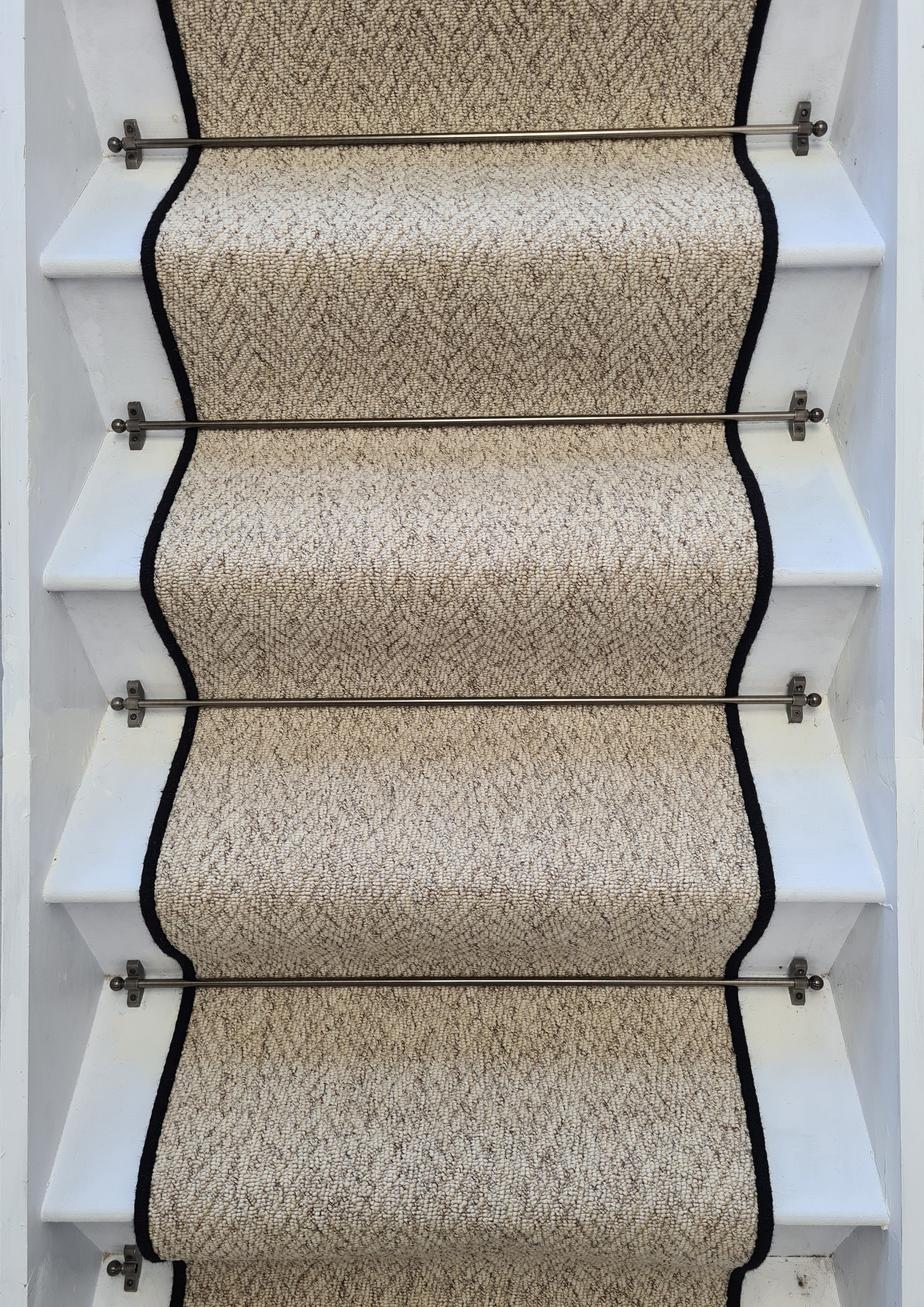 Stain Free Stunning Herringbone Berber Stair Runner With Pure Wool Edge - Rainbow Home