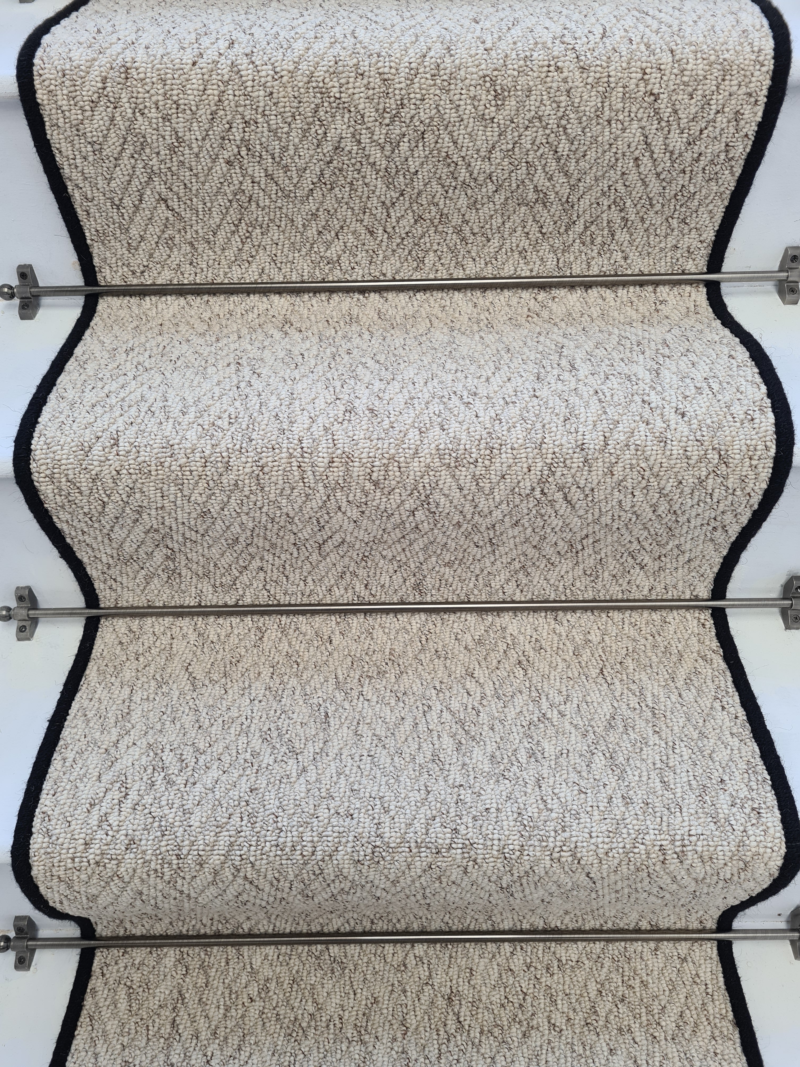 Stain Free Stunning Herringbone Berber Stair Runner With Pure Wool Edge - Rainbow Home