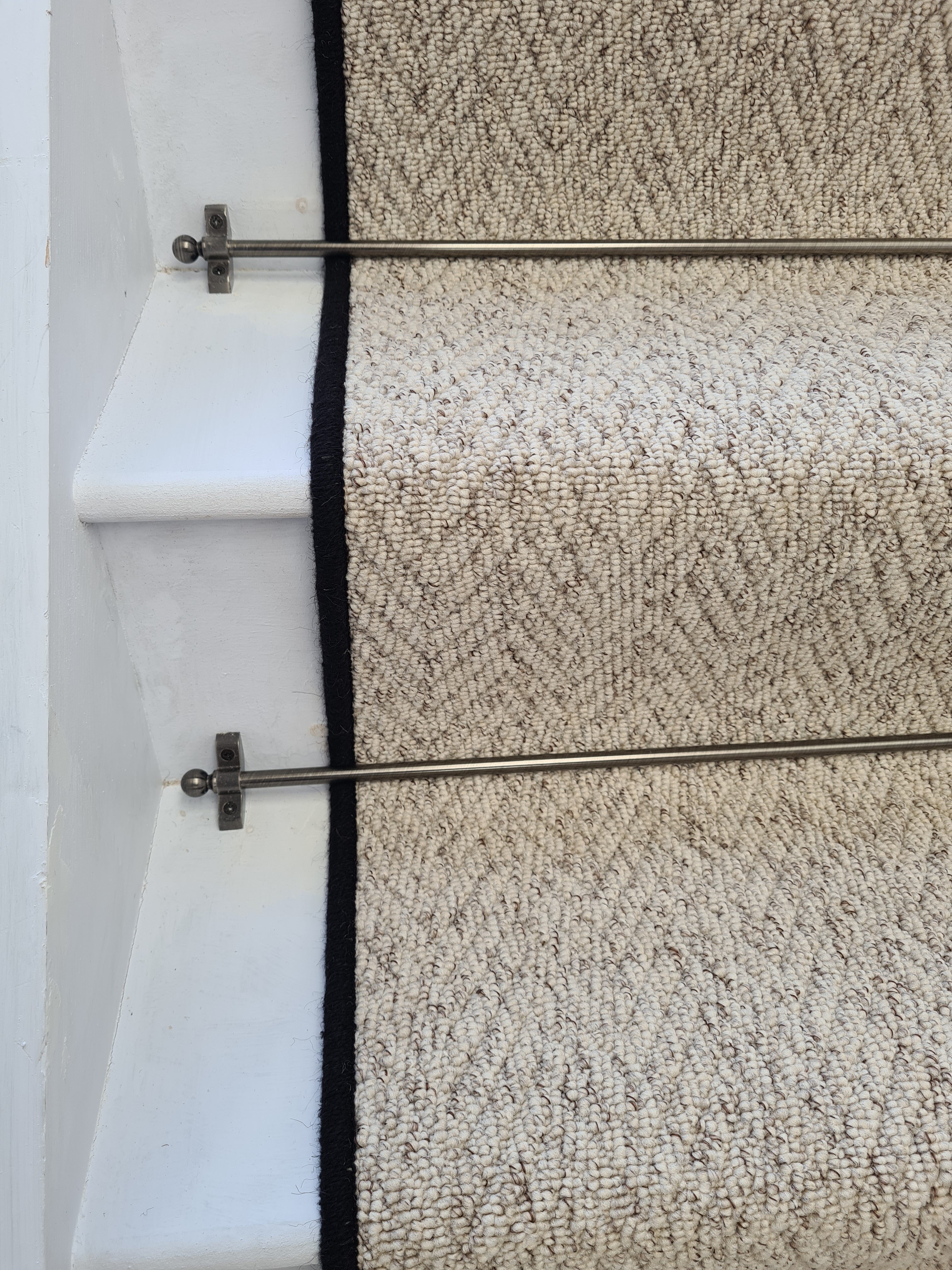 Stain Free Stunning Herringbone Berber Stair Runner With Pure Wool Edge - Rainbow Home