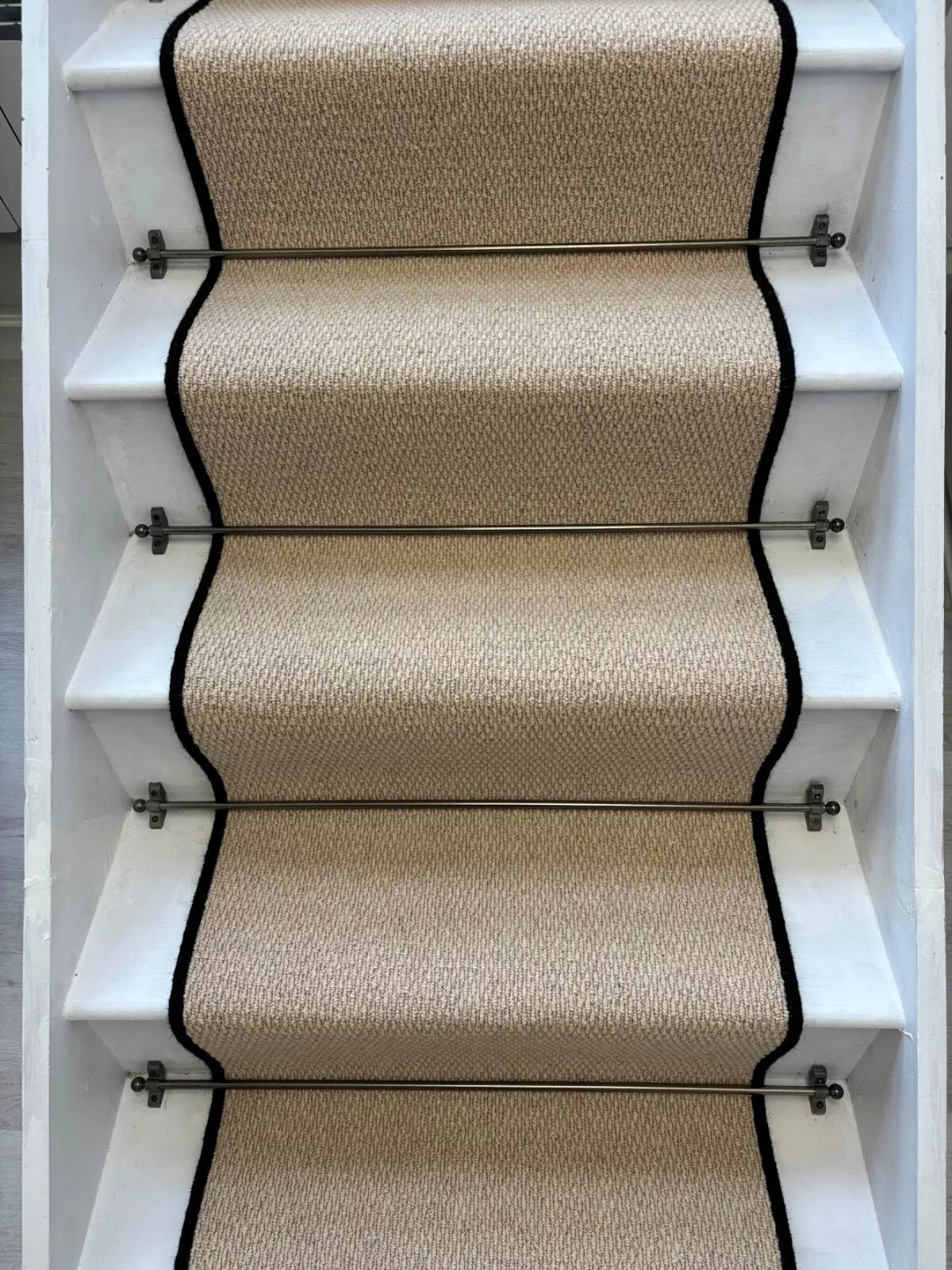 High quality Stair Runner Loop Pile 100% Wool edge Kalahari Caramel - Rainbow Home